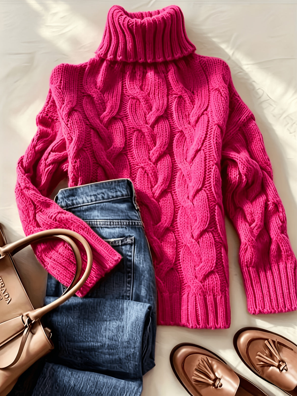 Ellie™ | Cozy Cable Knit Turtleneck Sweater