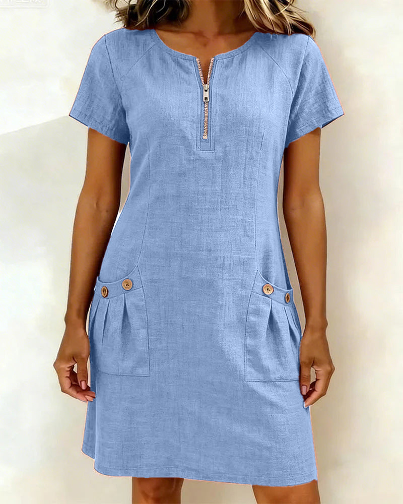 Cassiana™ | Cotton dress with zipper