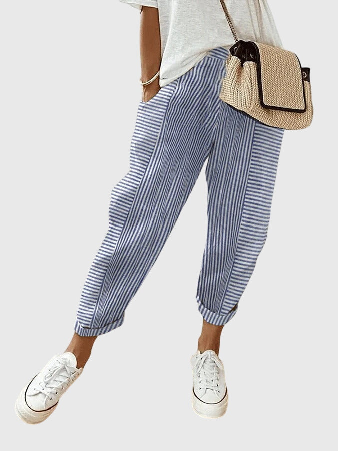 Celia | Relaxed Striped Tapered Pants