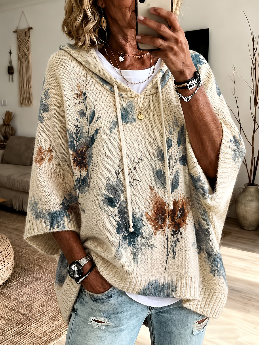 Blythe™ | Floral Hooded Cape Sweater