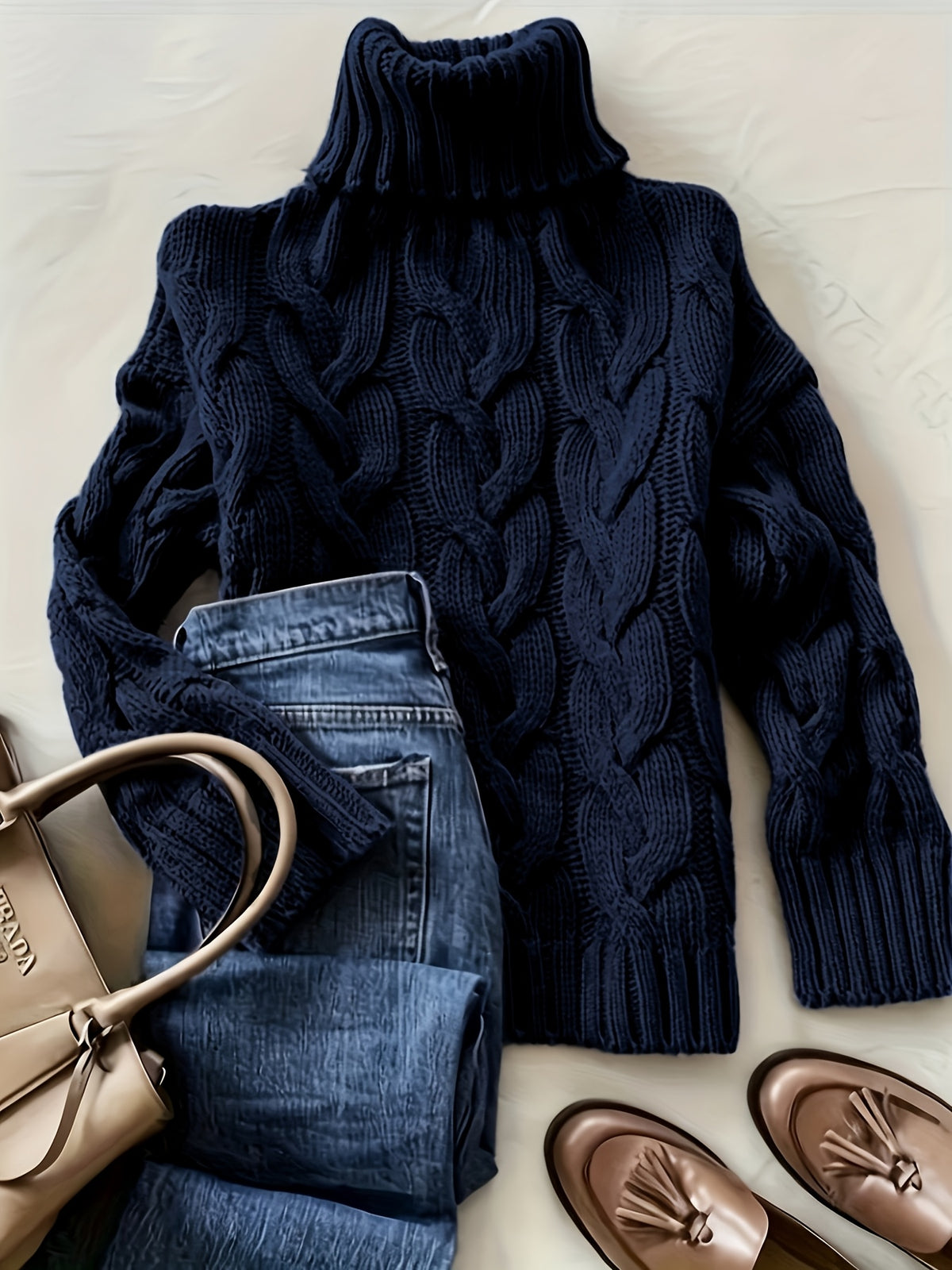 Ellie™ | Cozy Cable Knit Turtleneck Sweater