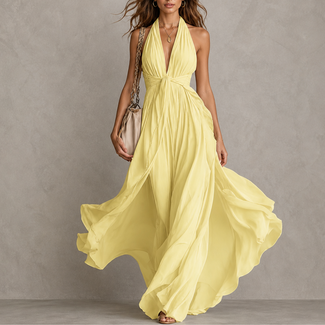 Nora™ | Halter Chiffon Maxi Dress