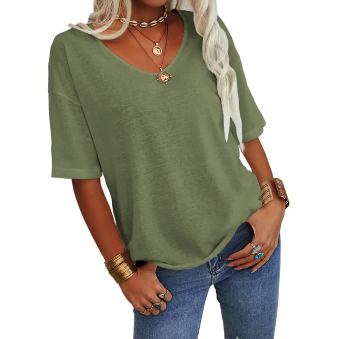 KATIE™ – Relaxed V-Neck Essential Tee