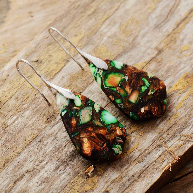 Abstract Jasper Dangle Earrings