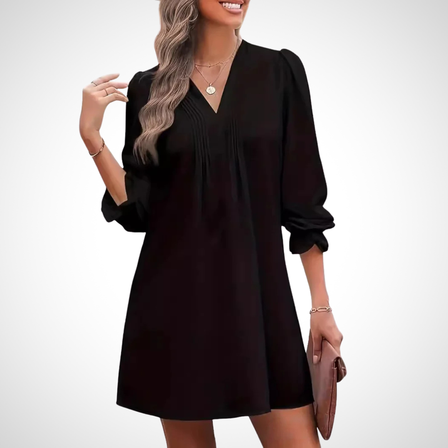 LUCINDA™ - Elegant Ruffled V-Neck Dress