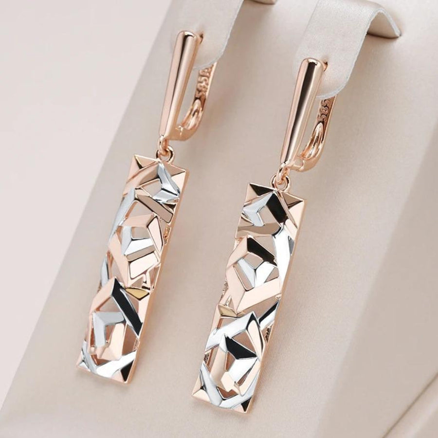 MYRA™ - Elegant Rectangular Gold and Silver Earrings