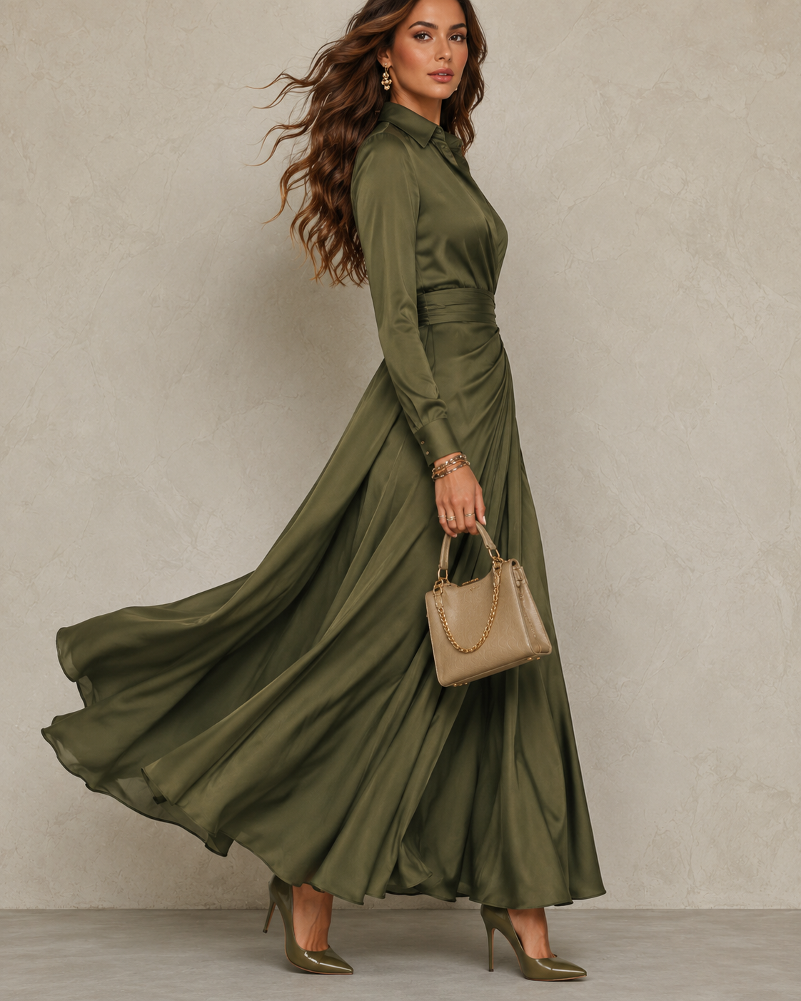 Rose™ | Green Wrap Maxi Dress