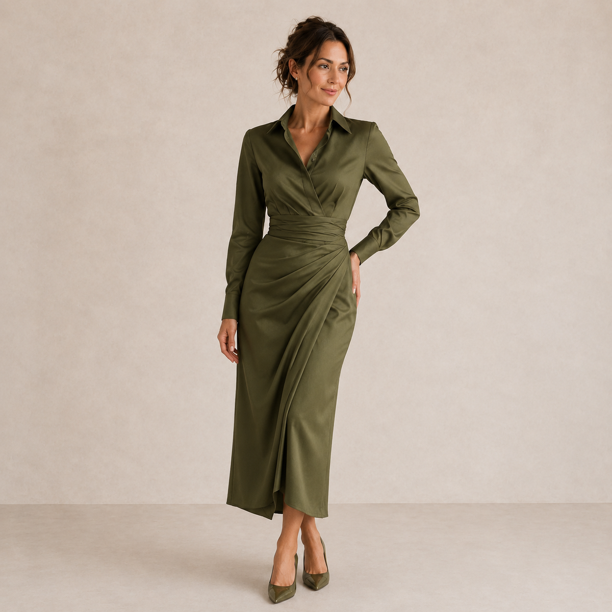 Rose™ | Green Wrap Maxi Dress