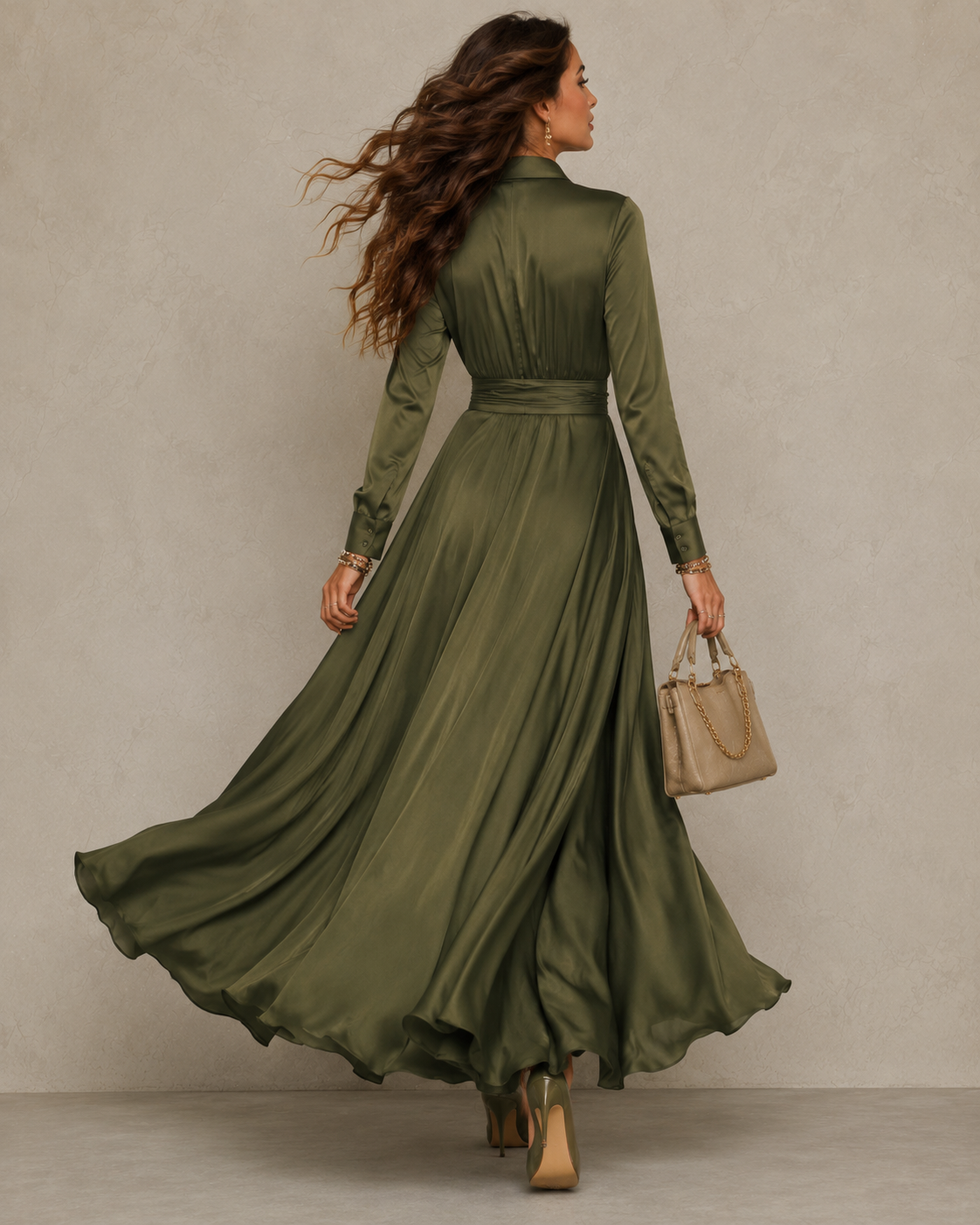 Rose™ | Green Wrap Maxi Dress