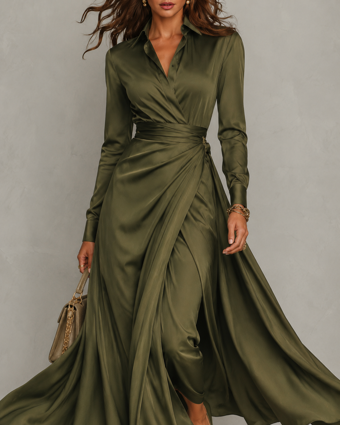 Rose™ | Green Wrap Maxi Dress
