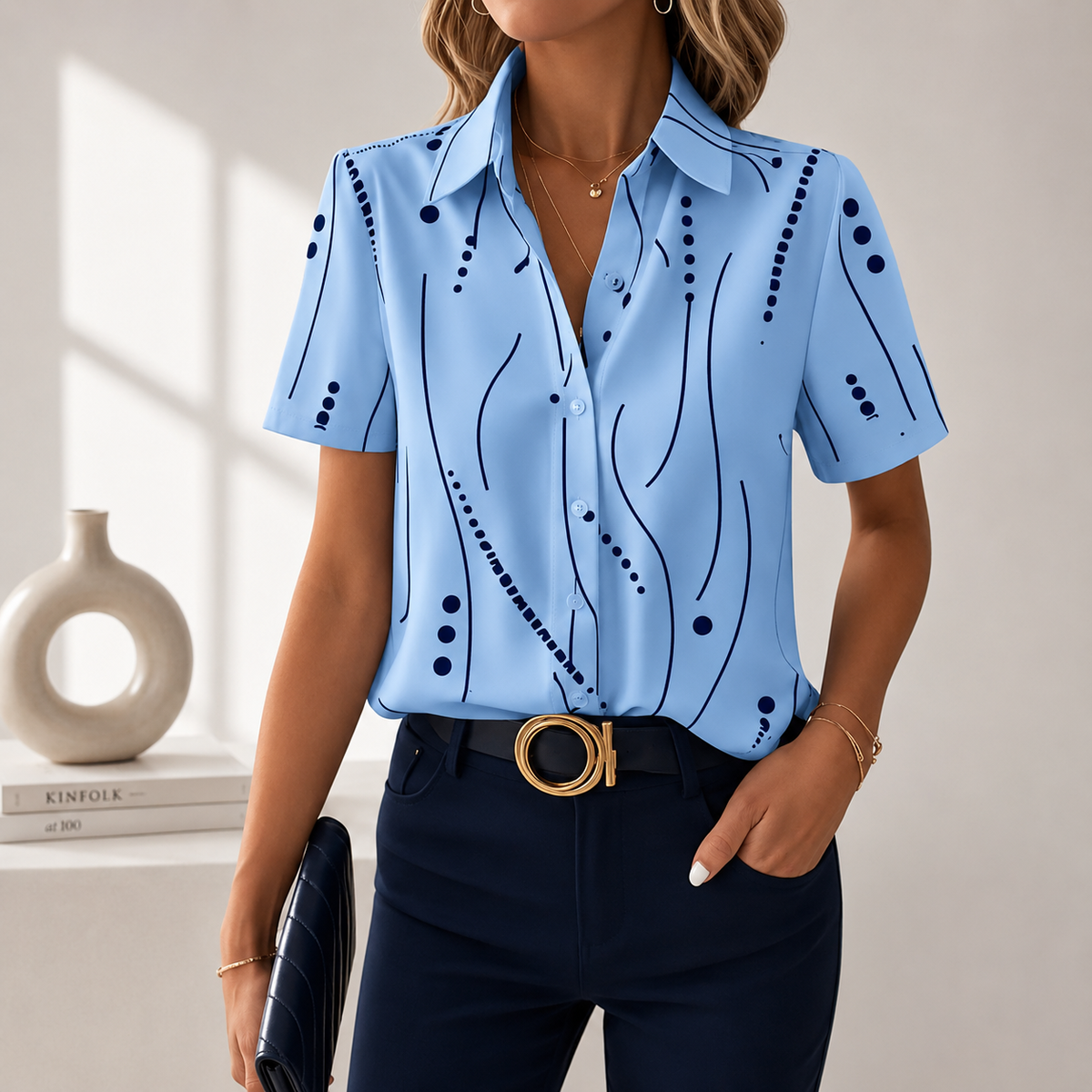 Sherri™ | Modern Abstract Line Pattern Blouse