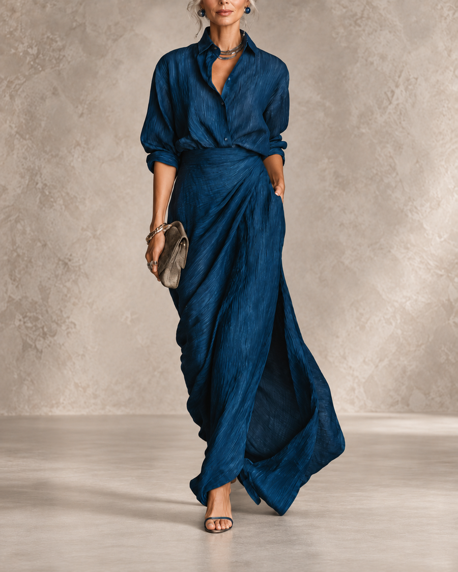 ISMERIA | PLEATED MAXI ENSEMBLE