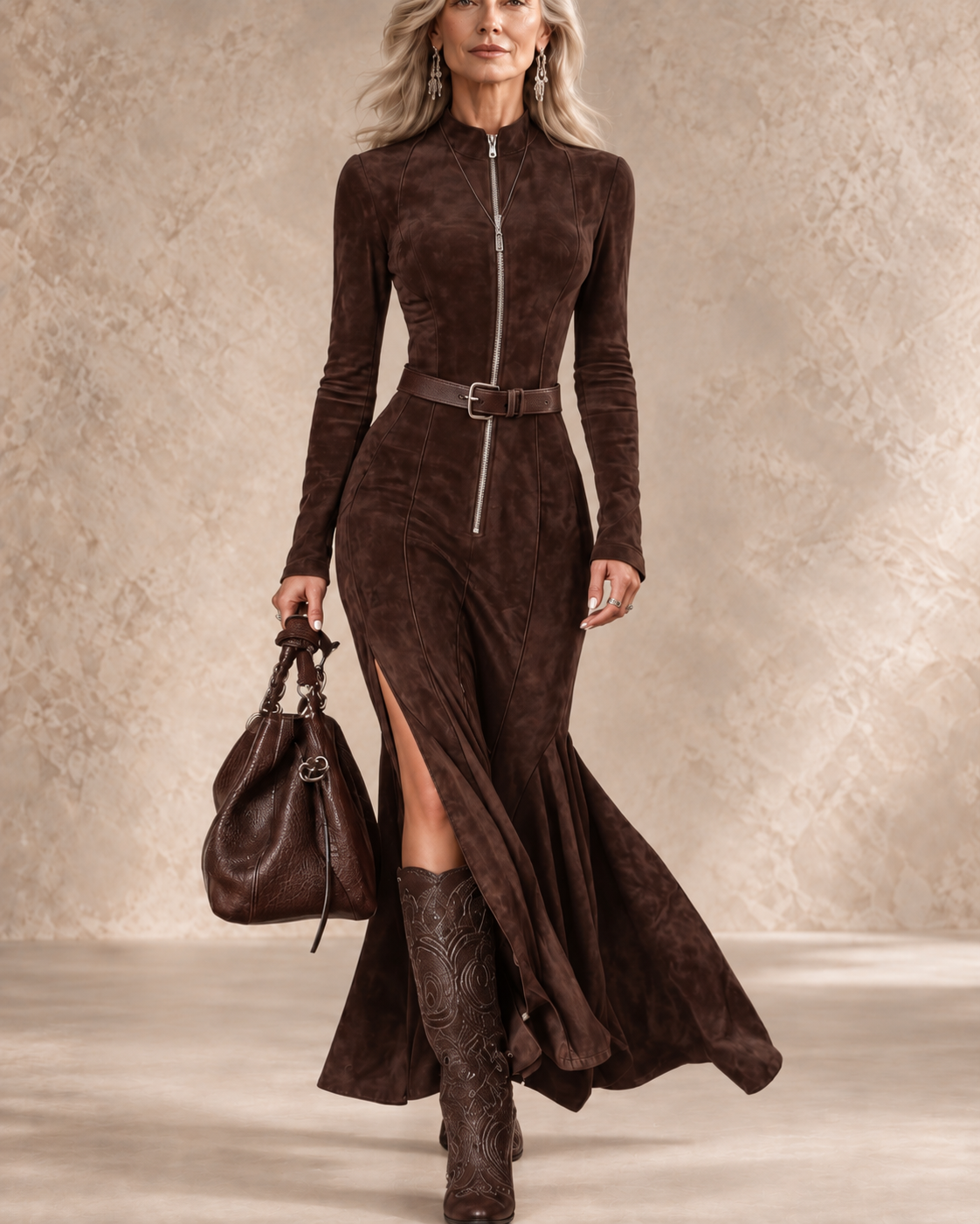 MARIEL | TAILORED SUEDE-LOOK DRESS