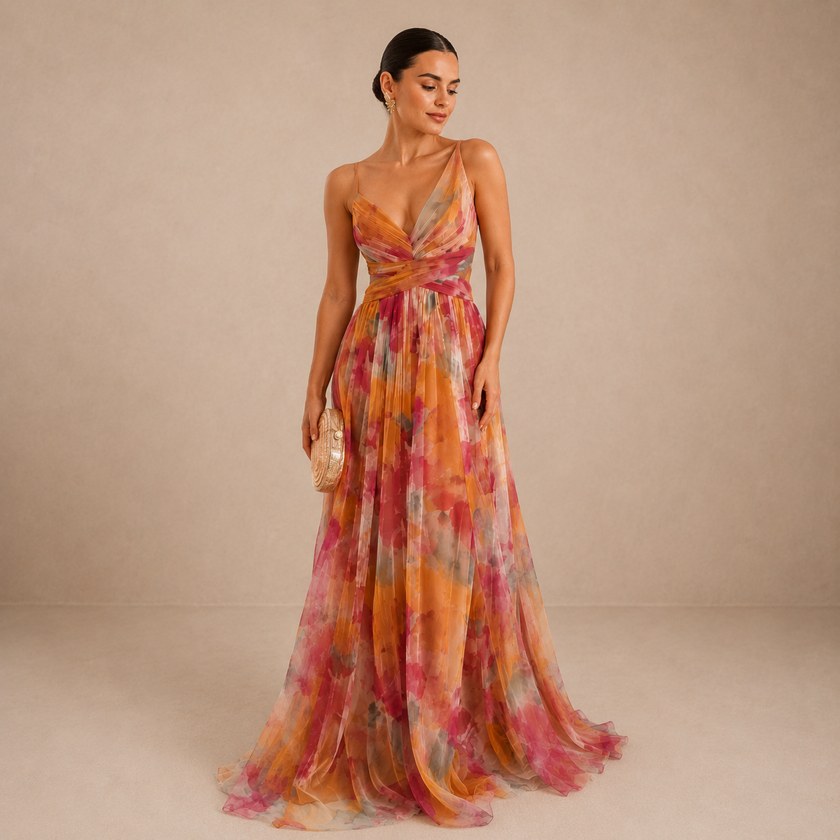 Evelyn™ | Watercolor Chiffon Maxi Dress