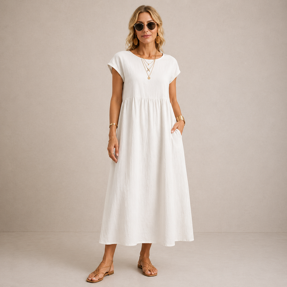 Lola™ | Breathable White Midi Dress