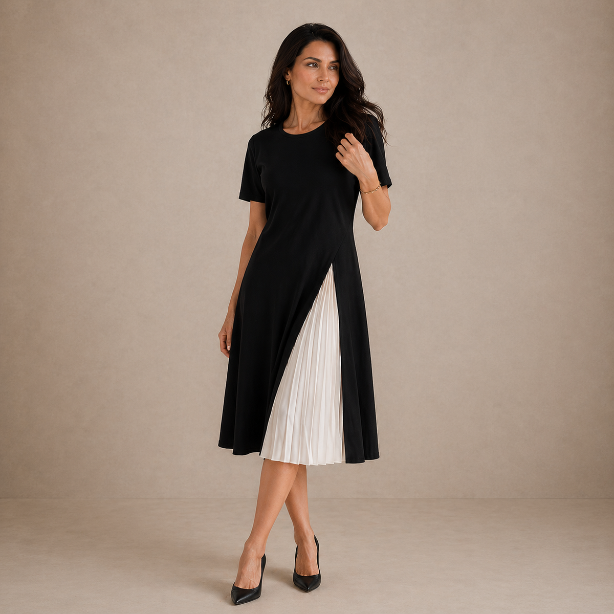 Madeline™ | Pleated Panel Midi Dress