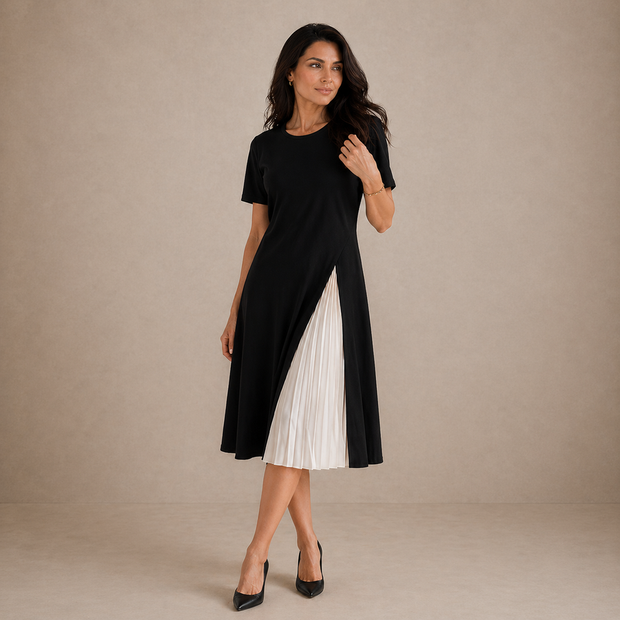 Madeline™ | Pleated Panel Midi Dress