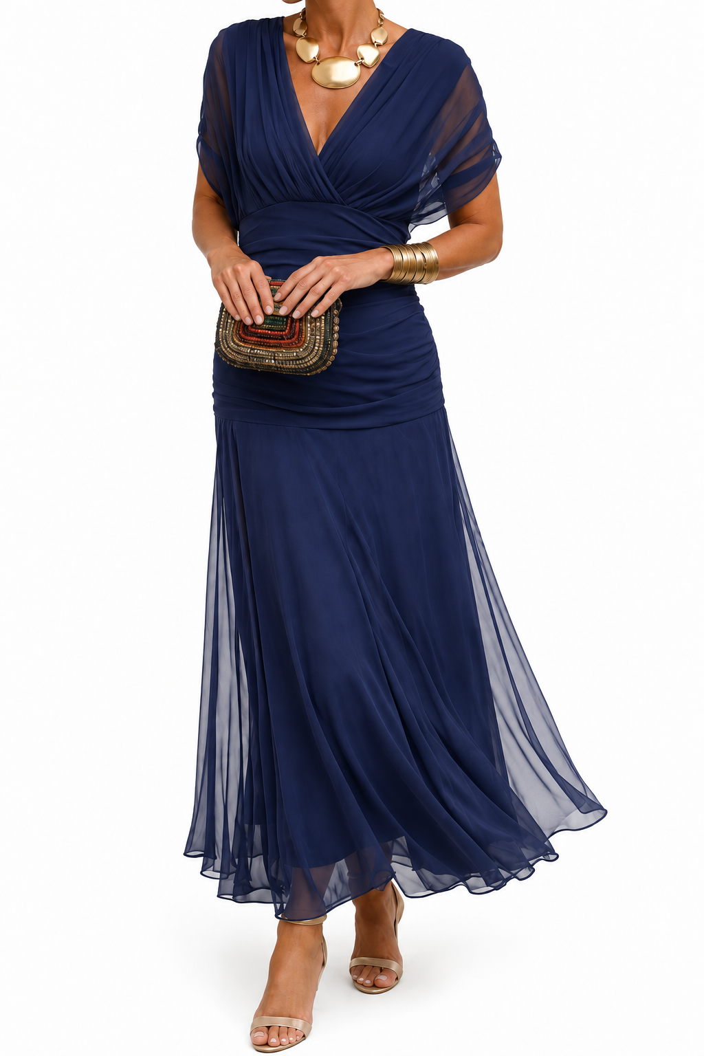 Whitney™ | Elegant V Neck Evening Maxi Dress