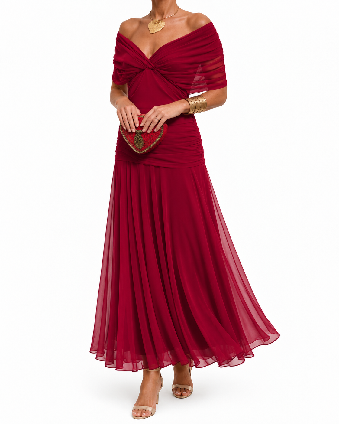 Whitney™ | Elegant V Neck Evening Maxi Dress