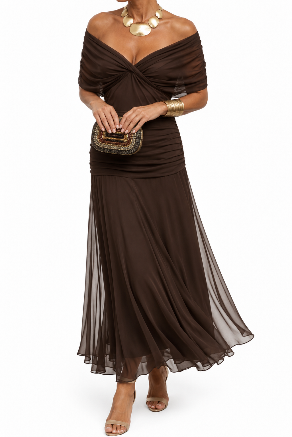 Whitney™ | Elegant V Neck Evening Maxi Dress