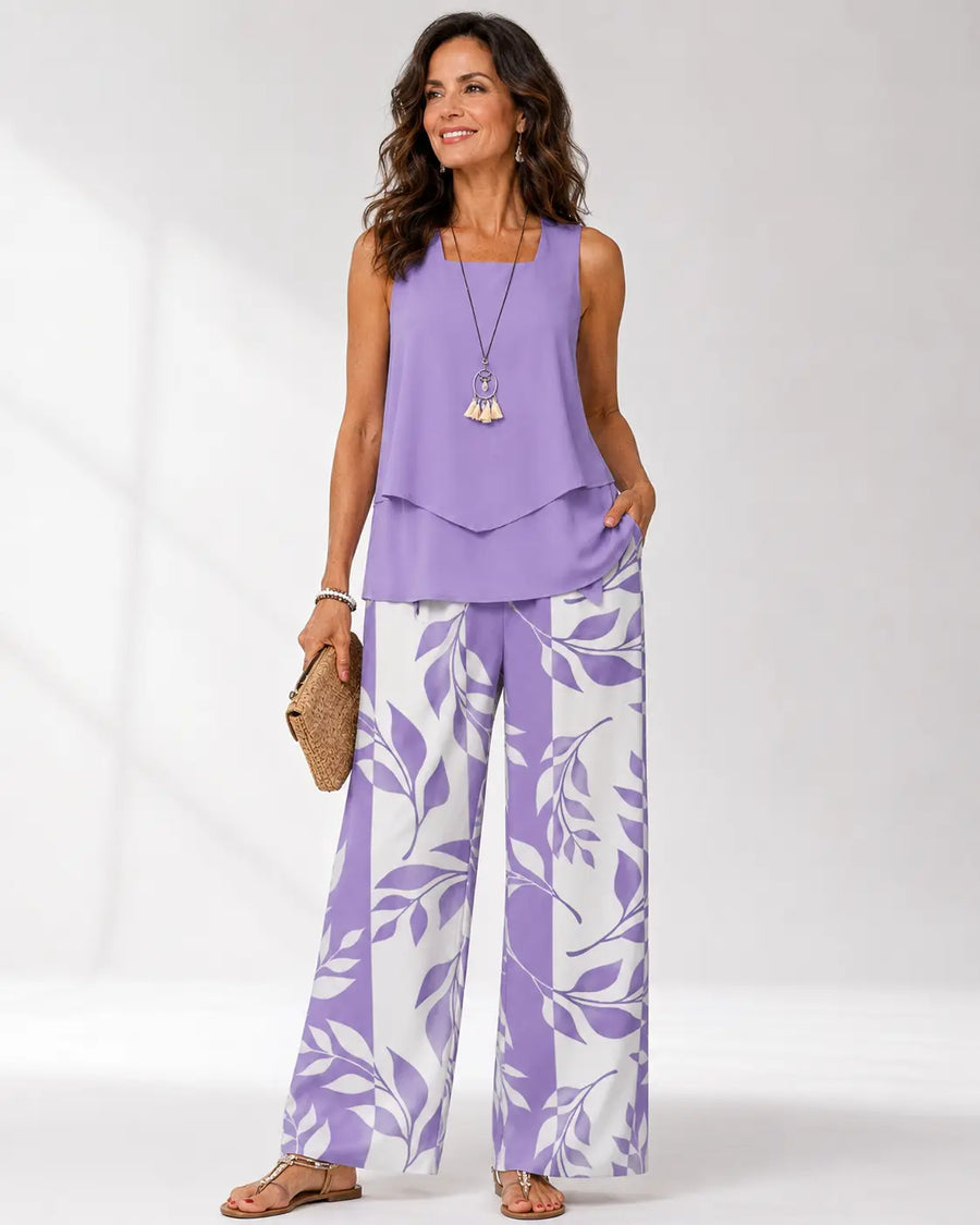 Justa™ | Lilac Set Blouse and Botanical Pants