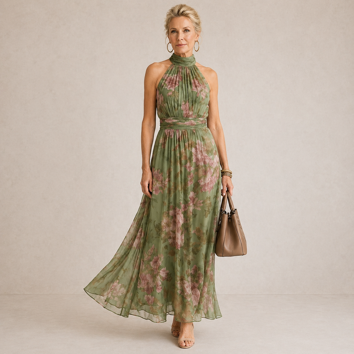 Violet™ | Halter Floral Midi Dress