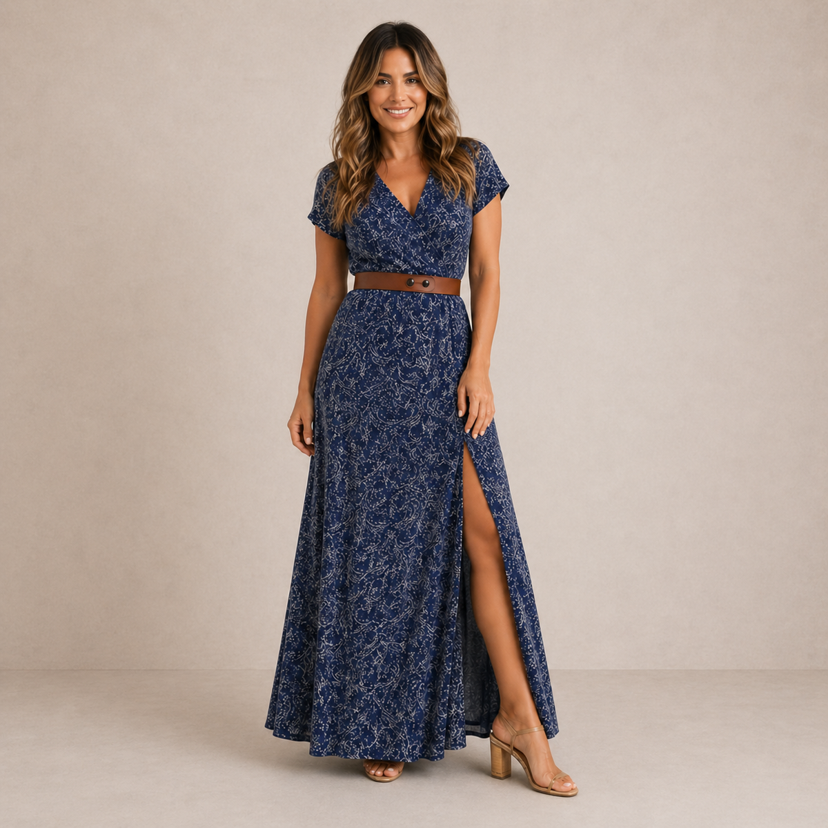 Hazel™ | Floral Belted Maxi Dress