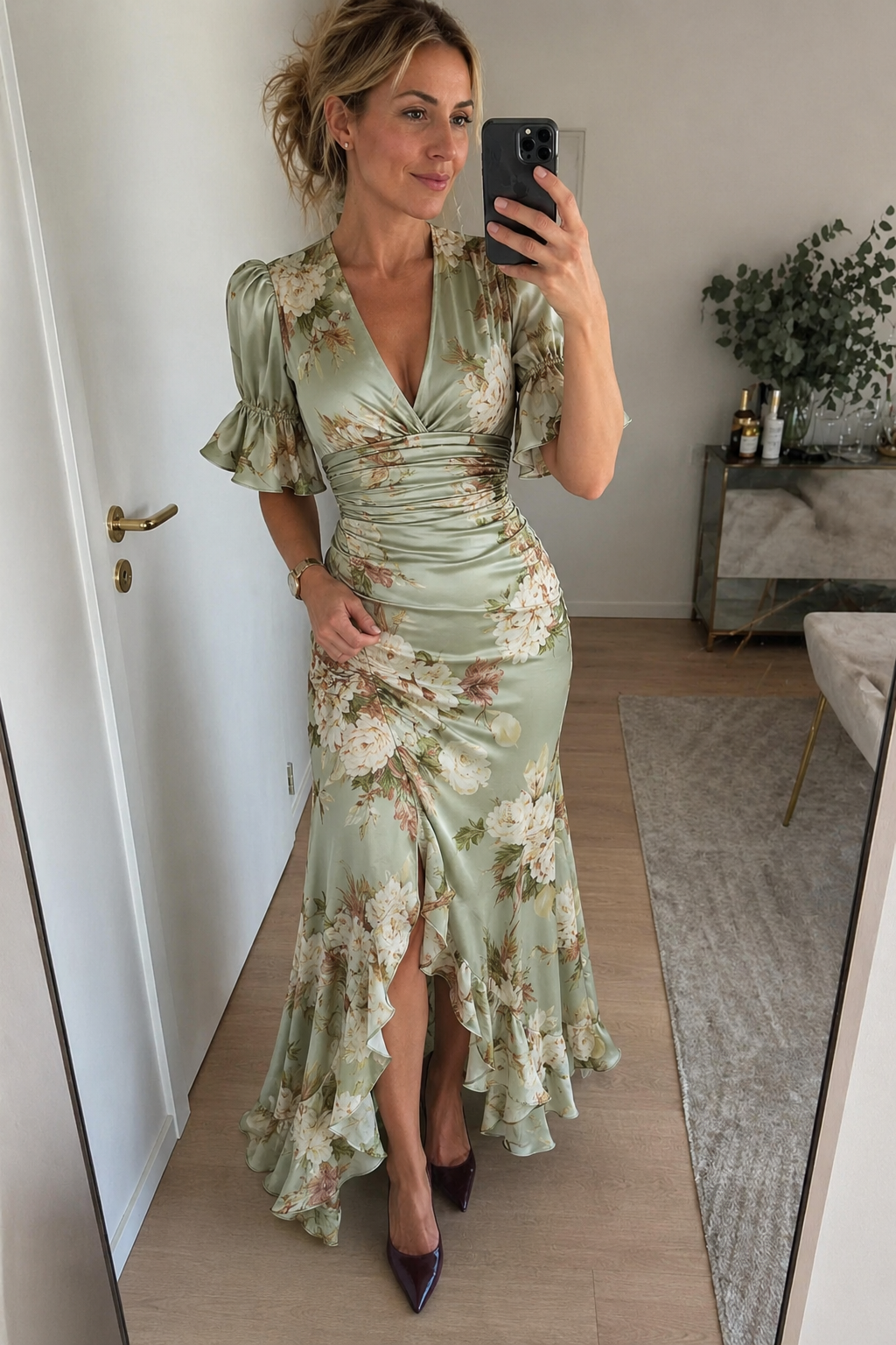 Elara™ | Ruched Floral Maxi Dress