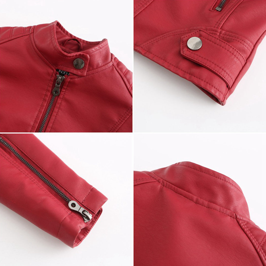 Jaclyn™ | Classic Stand Collar Faux Leather Jacket