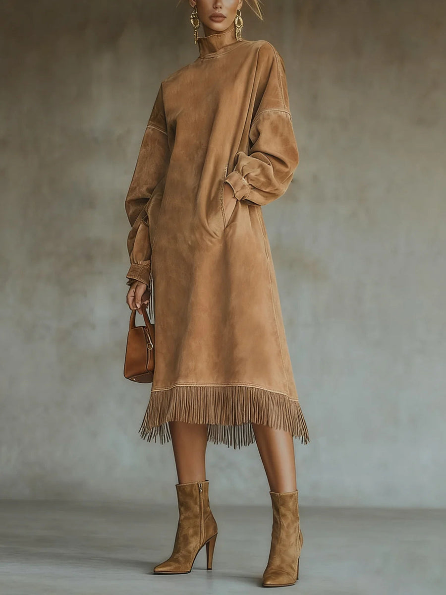 Aurora | Suede Fringe Dress