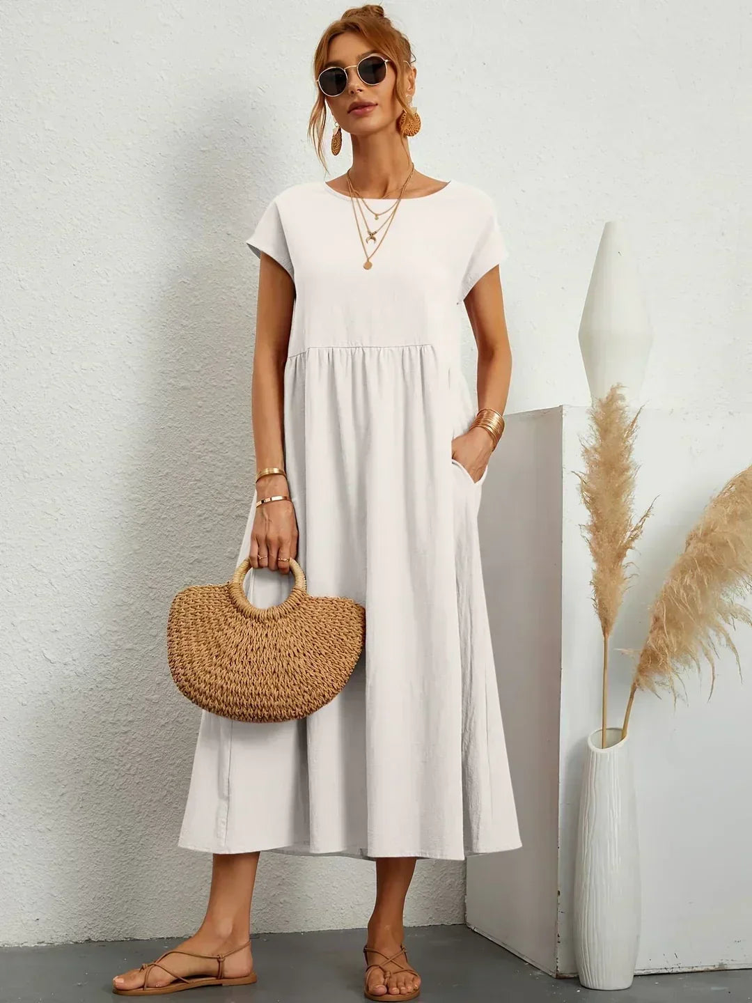 Lola™ | Breathable White Midi Dress