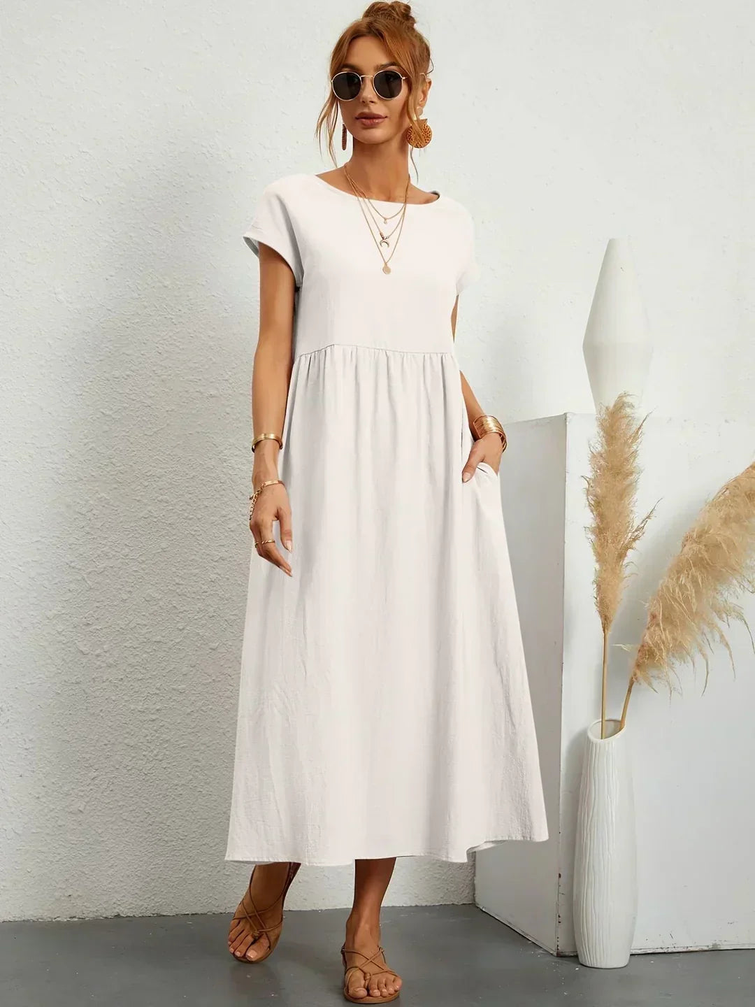 Lola™ | Breathable White Midi Dress