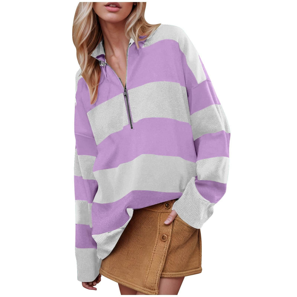 CAMILLA™ - Comfy Long Sleeve Pullover Sweater With Half Zipper