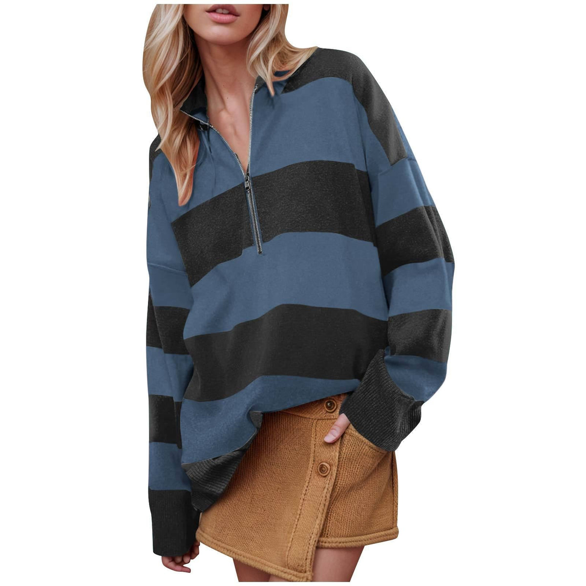 CAMILLA™ - Comfy Long Sleeve Pullover Sweater With Half Zipper
