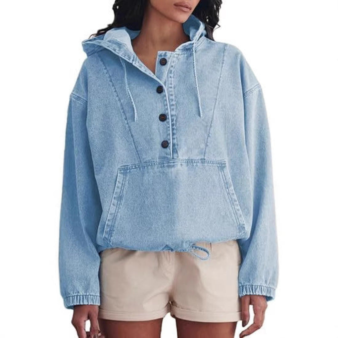 VIENA™ - Lightweight Pullover Jacket with Front Buttons and Hood