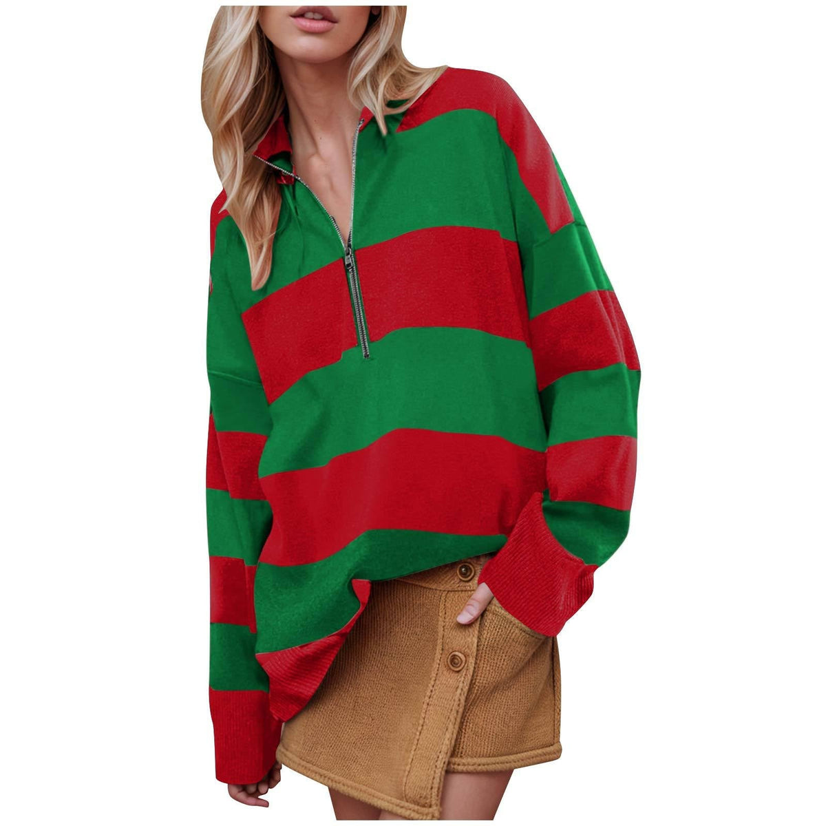 CAMILLA™ - Comfy Long Sleeve Pullover Sweater With Half Zipper