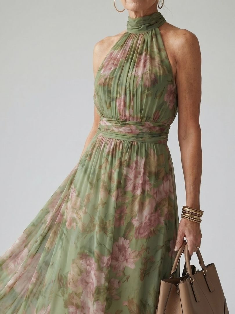 Violet™ | Halter Floral Midi Dress