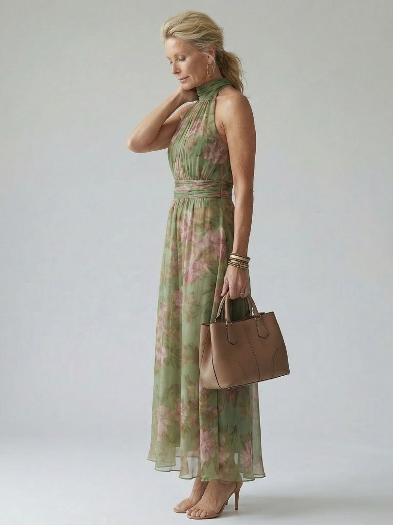 Violet™ | Halter Floral Midi Dress