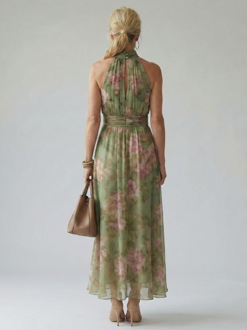 Violet™ | Halter Floral Midi Dress