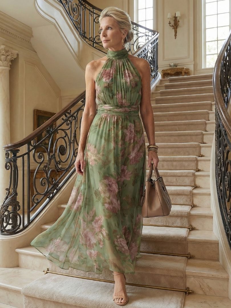 Violet™ | Halter Floral Midi Dress