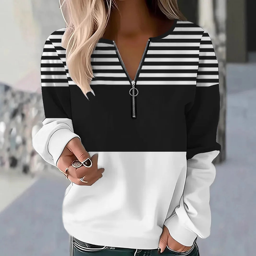Maggie | Casual Striped Quarter Zip Pullover