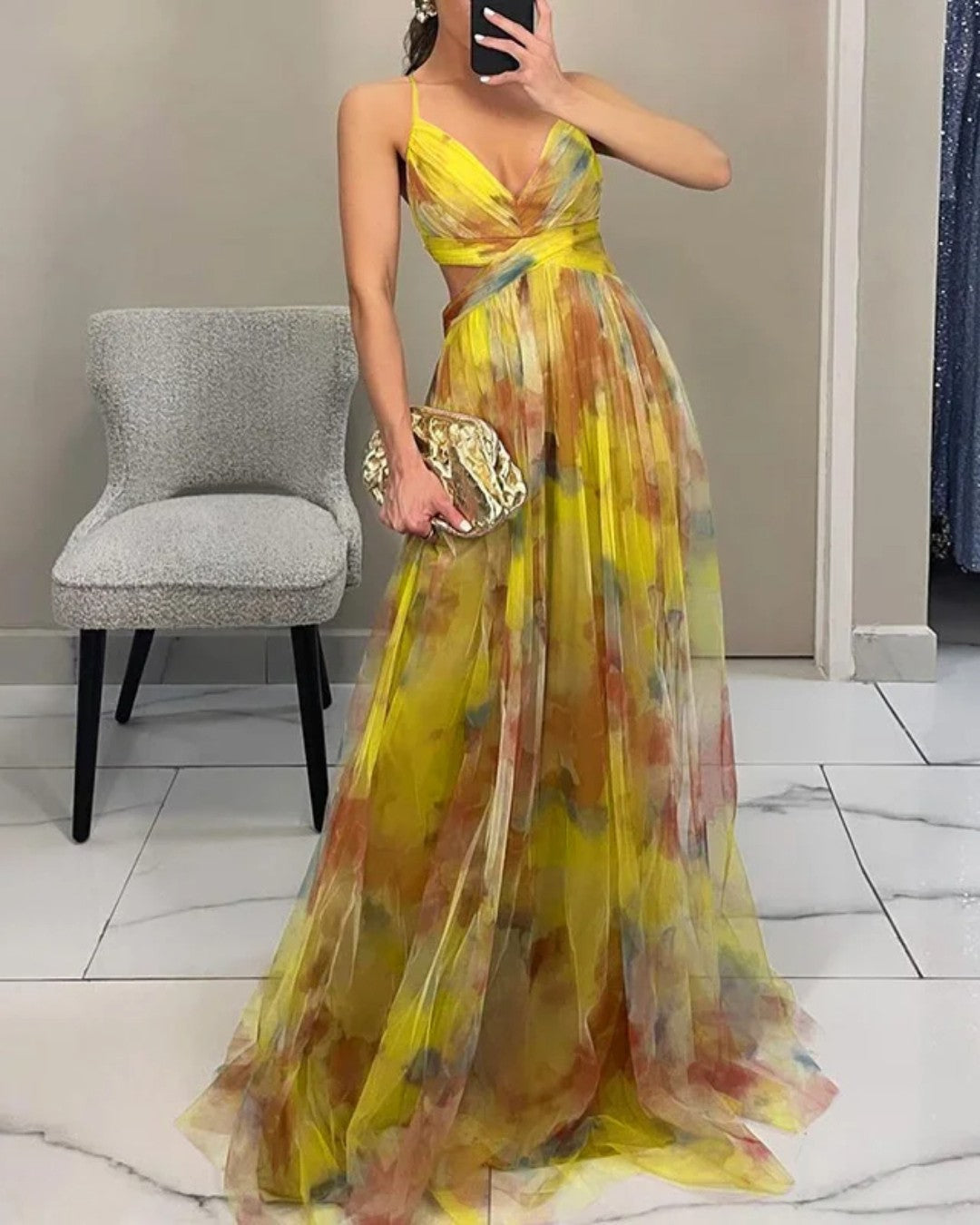 Evelyn™ | Watercolor Chiffon Maxi Dress