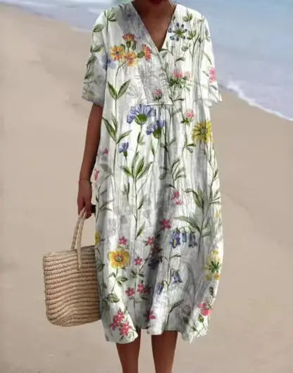 Women's Vintage Floral Casual Summer Maxi Dress