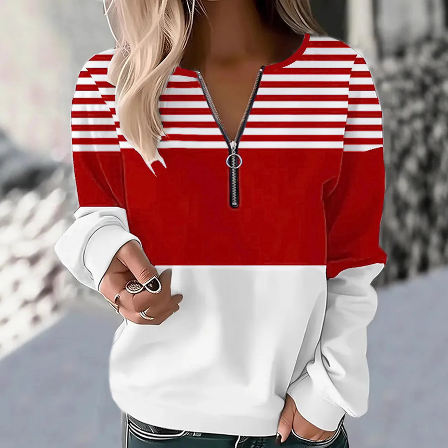 Maggie | Casual Striped Quarter Zip Pullover