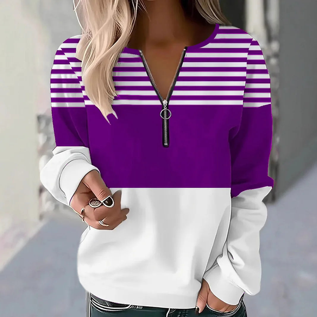 Maggie | Casual Striped Quarter Zip Pullover