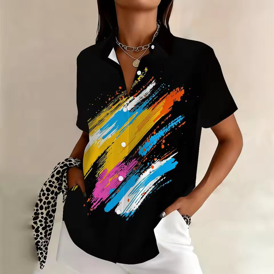 Colorful Graffiti Print Blouse