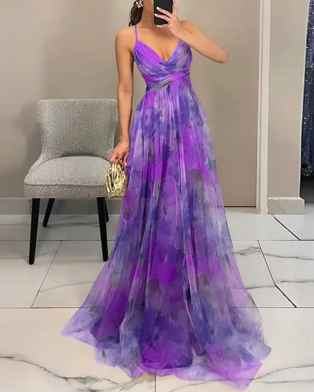 Evelyn™ | Watercolor Chiffon Maxi Dress