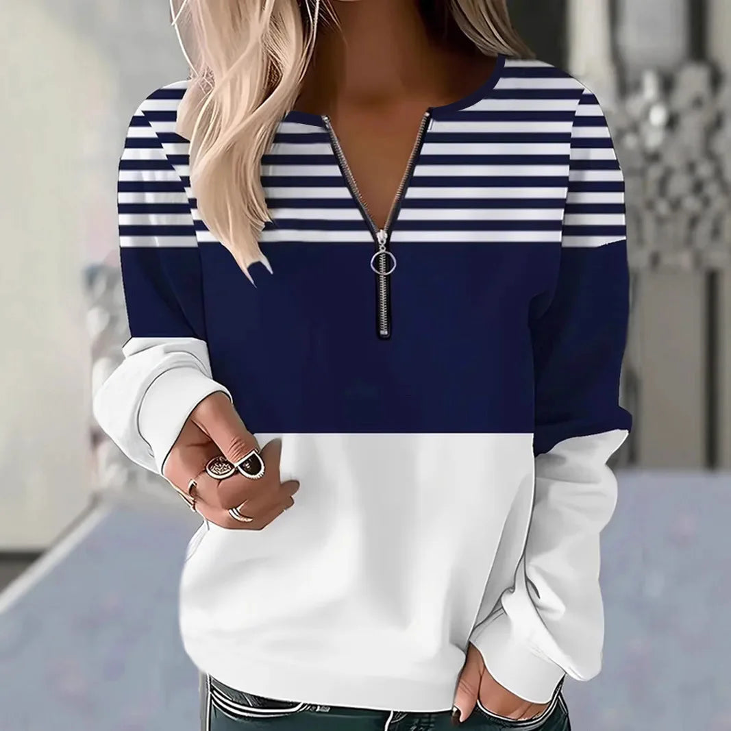 Maggie | Casual Striped Quarter Zip Pullover