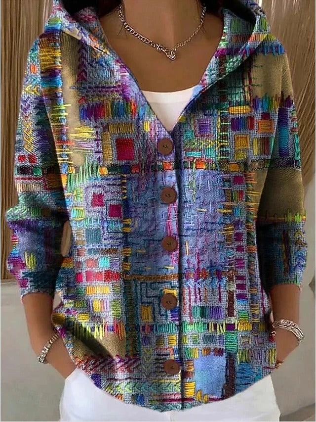 Rosalyn | Artful Hooded Shirt Jacket