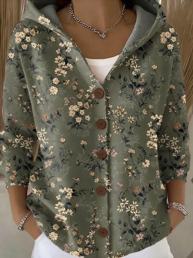 Rosalyn | Artful Hooded Shirt Jacket